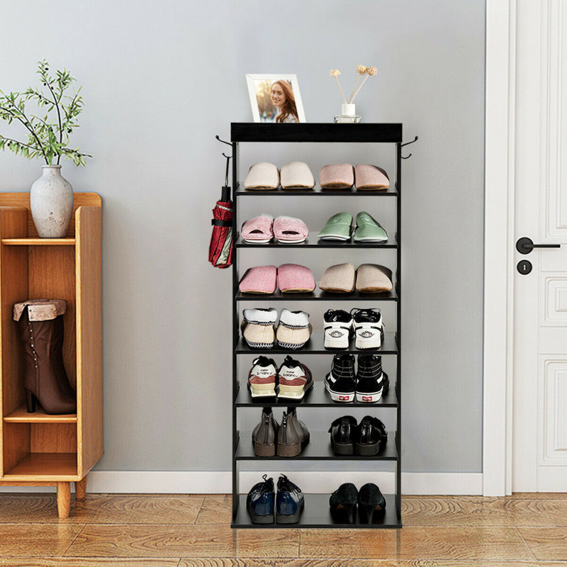 Gymax 7tier Shoe Rack Vertical Design Wooden Shoe Storage