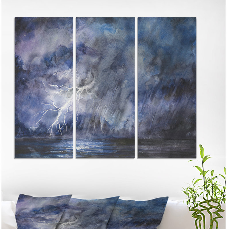 East Urban Home Stormy Night Sky Oil Painting Print Multi Piece Image On Wrapped Canvas Wayfair
