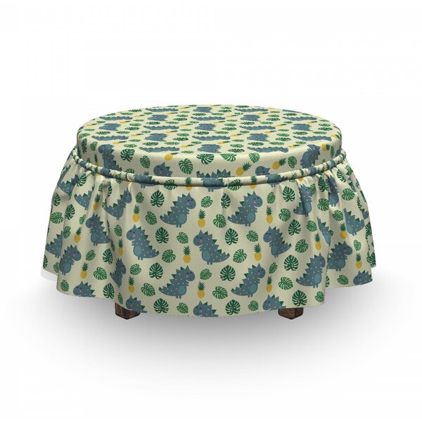 Dinos Monstera Pineapples Ottoman Slipcover (Set Of 2) By East Urban Home
