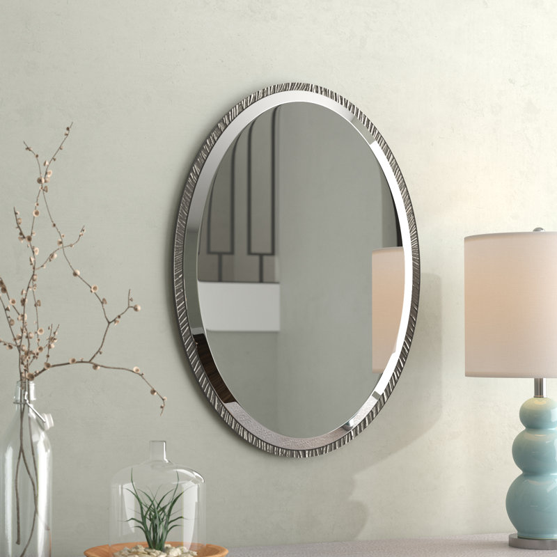 Brayden Studio Oval Polished Nickel Wall Mirror Reviews Wayfair Oval Polished Nickel Wall Mirror