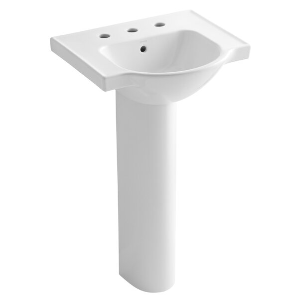 Veer Ceramic 21 Pedestal Bathroom Sink with Overflow by Kohler
