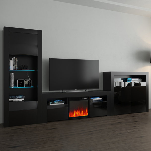 Orren Ellis Earle Set 145ef Bk 2d Electric Fireplace Modern Wall