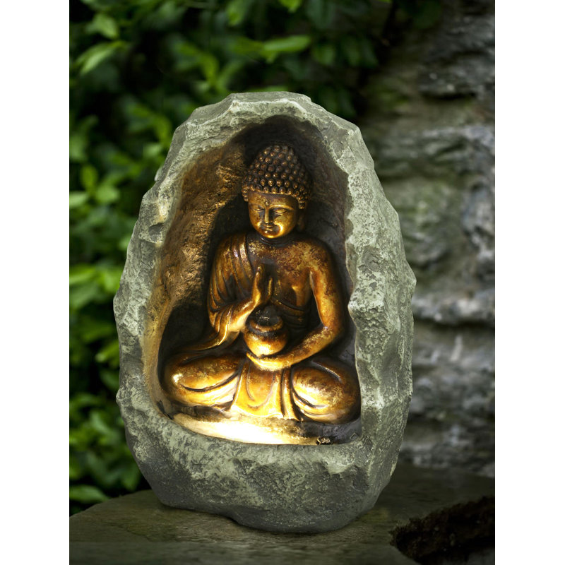 Hi Line Gift Ltd Fiber And Resin Golden Buddha Fountain With Led Light Reviews Wayfair