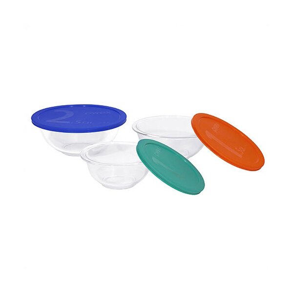 Smart Essentials 6 Piece Mixing Bowl with Colored Lid Set by Pyrex