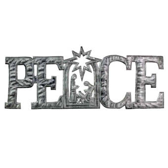 The Holiday Aisle Peace Metal Art With Nativity Scene Wall Decor