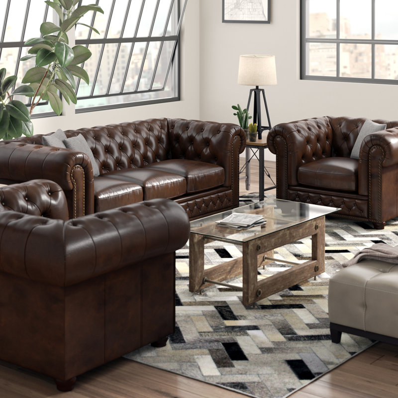 Trent Austin Design Worcester 3 Piece Leather Living Room Set