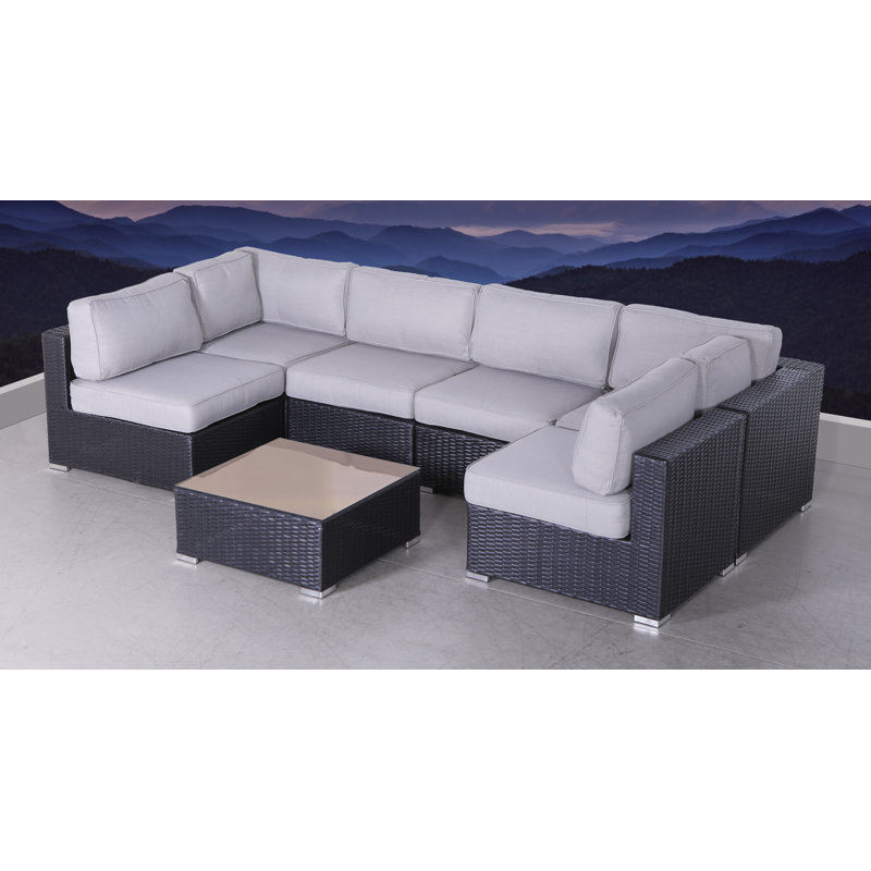 Latitude Run Bannerman 7 Piece Sectional Seating Group With