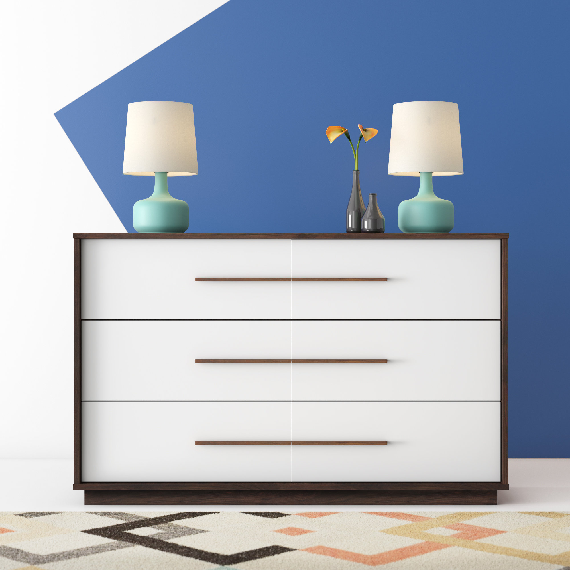 Wrought Studio Johnathon Mid Century Modern Wood 6 Drawer Dresser Wrought Studio Johnathon Mid Century