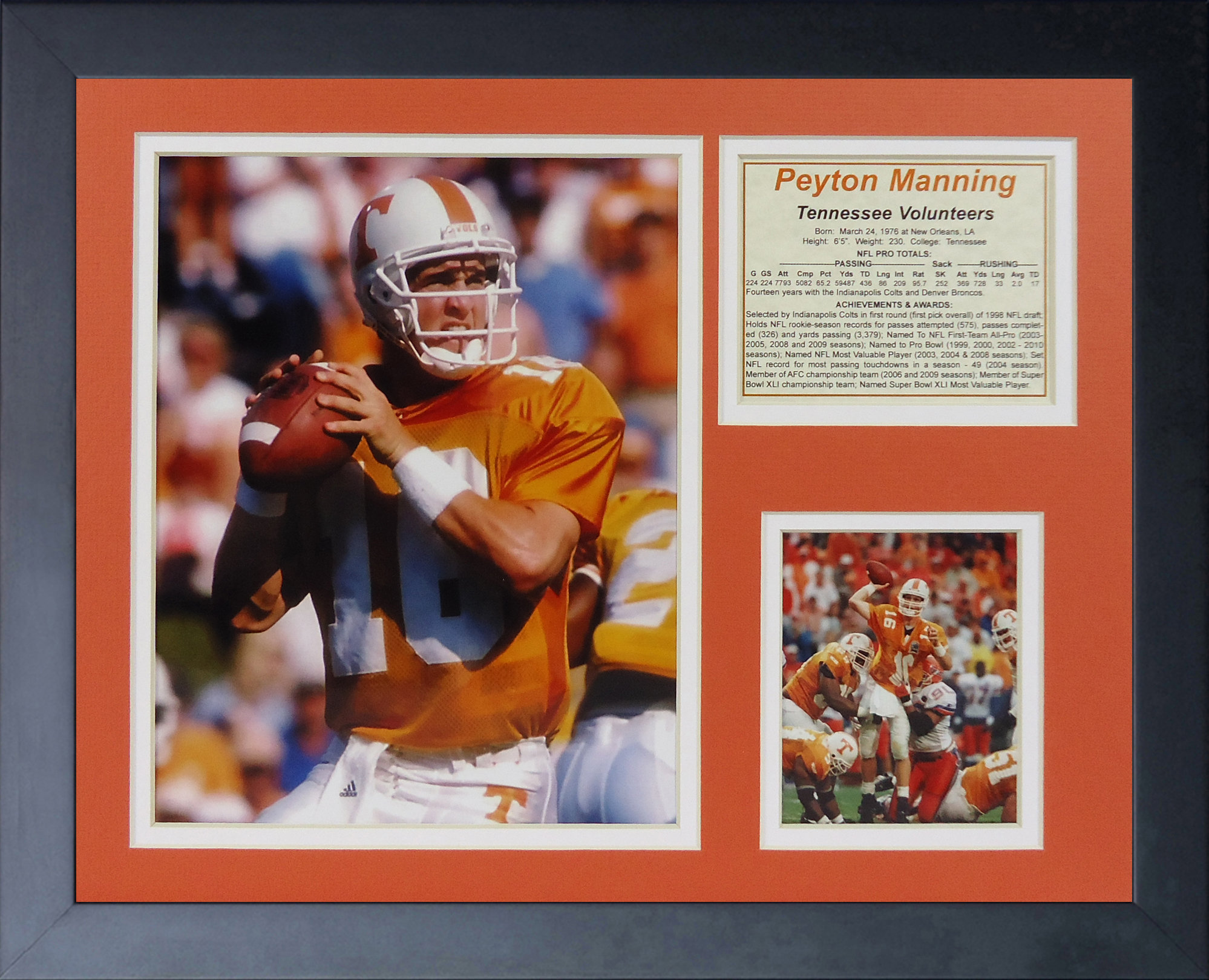 peyton manning framed autographed jersey