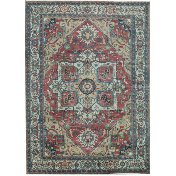 One Of A Kind Serapi Hand Knotted 10 X 13 9 Wool Red Blue Yellow Area Rug Roughly 5 X 7 Area Rug A Few Spots But Not Stains Spraying With The Hose Would Probably Take Care Of It Pick Up Only