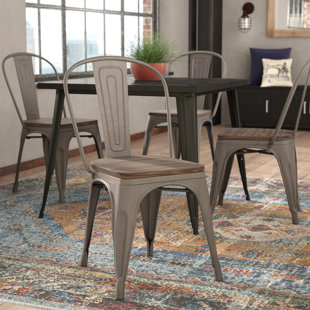 Metal Chairs T Austin Wayfair Linneus Metal Solid Wood Dining Chair Set Of 4
