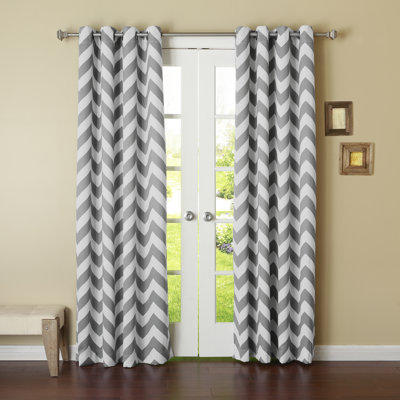 Ebern Designs Wang Chevron Semi Sheer Thermal Grommet Curtain