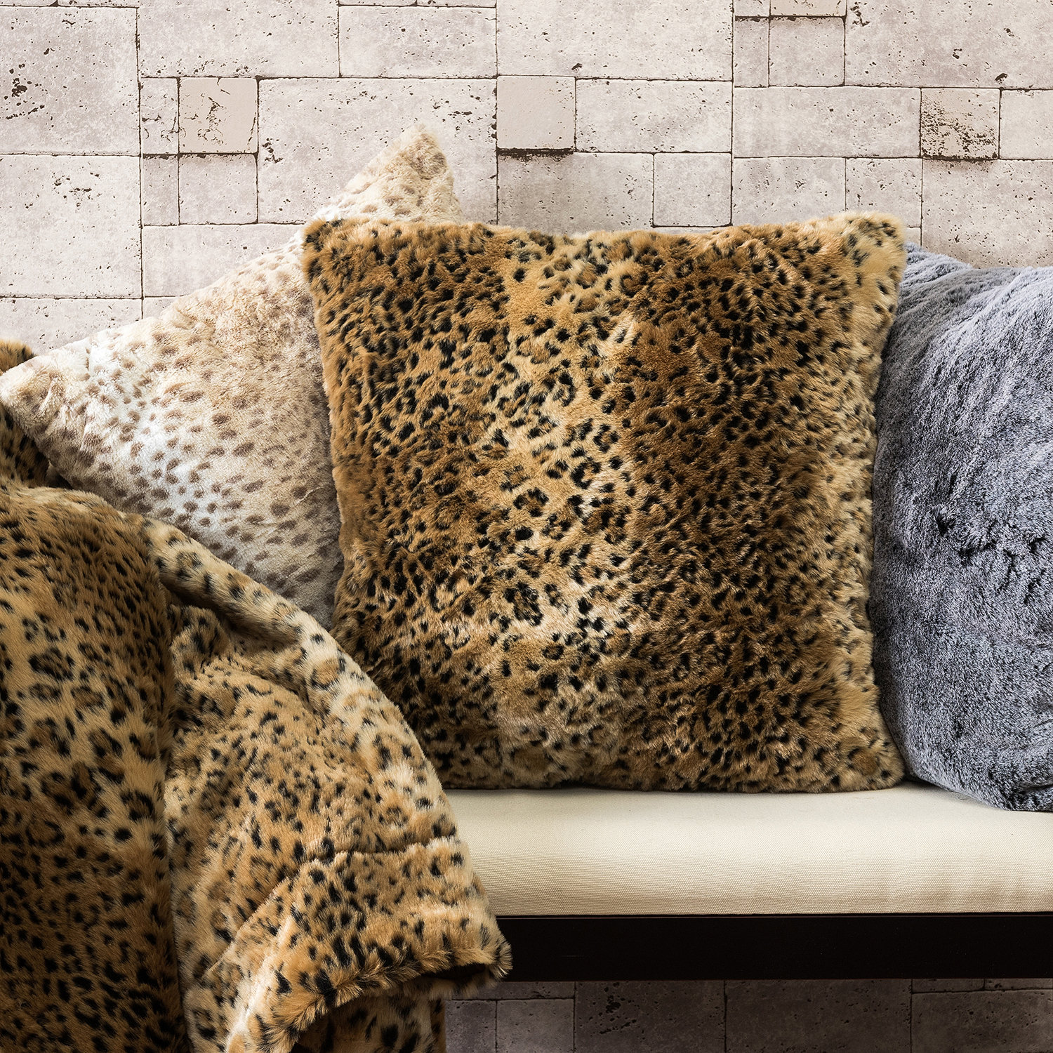 cb2 leopard pillow