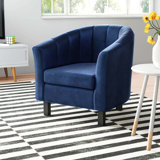 Isabella Barrel Chair Wayfair Blue fabric upholstered barrel chair creates a retro look. wayfair