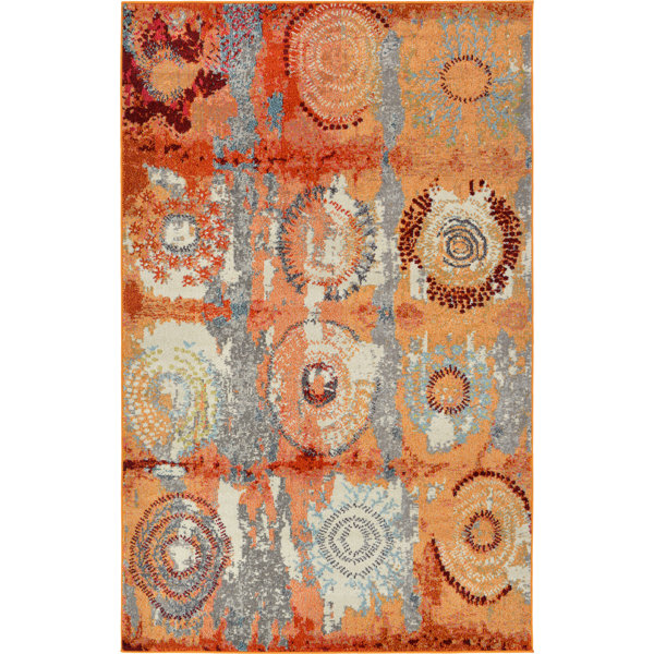 Hayes Orange Area Rug by World Menagerie