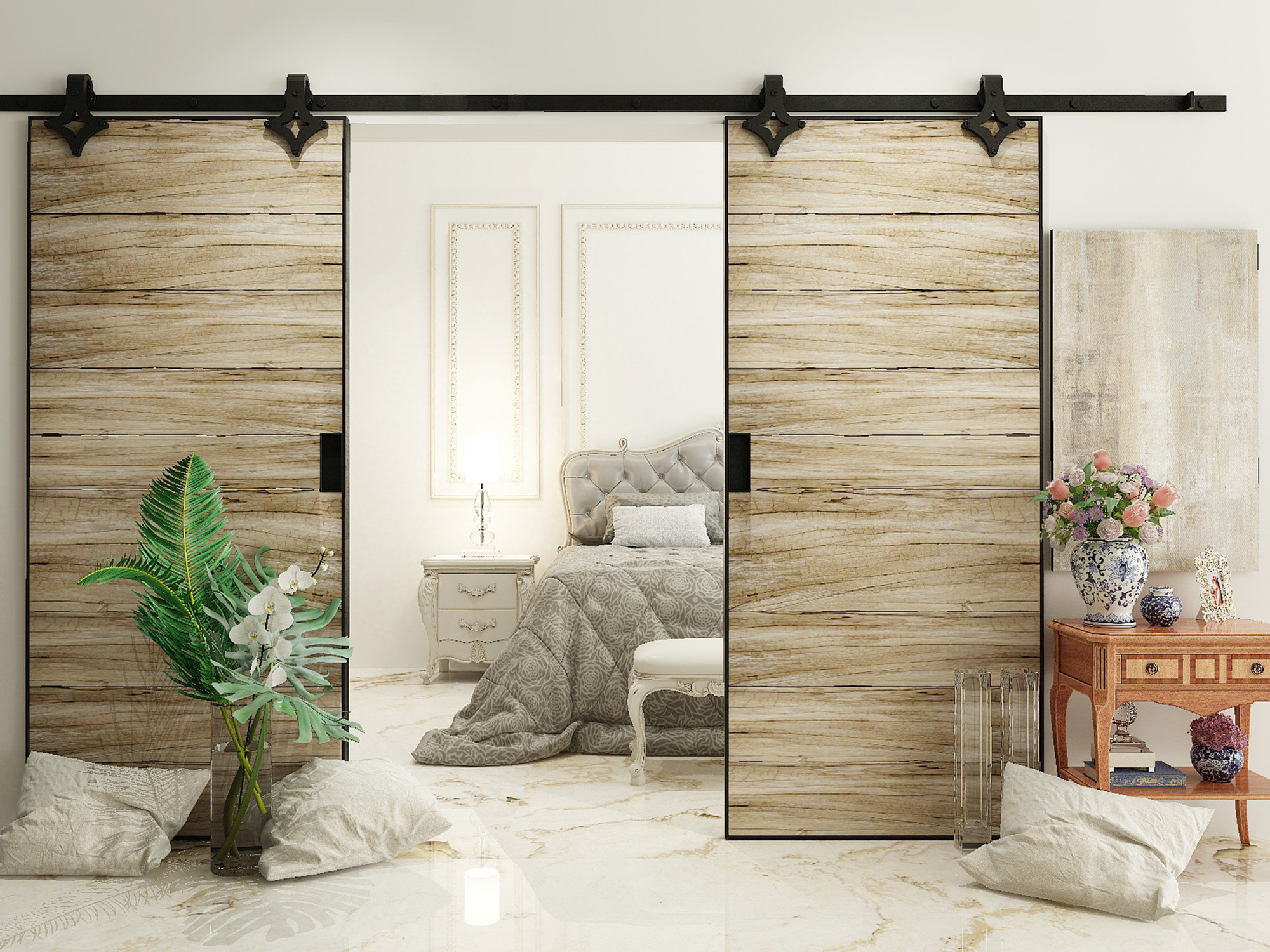Vancleef Diamond Design Standard Double Track Barn Door Hardware