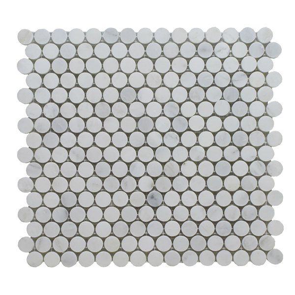 Seven Seas Arabeo Penny Round Polished Marble Mosaic Tile In Seven Seas Arabeo Penny Round
