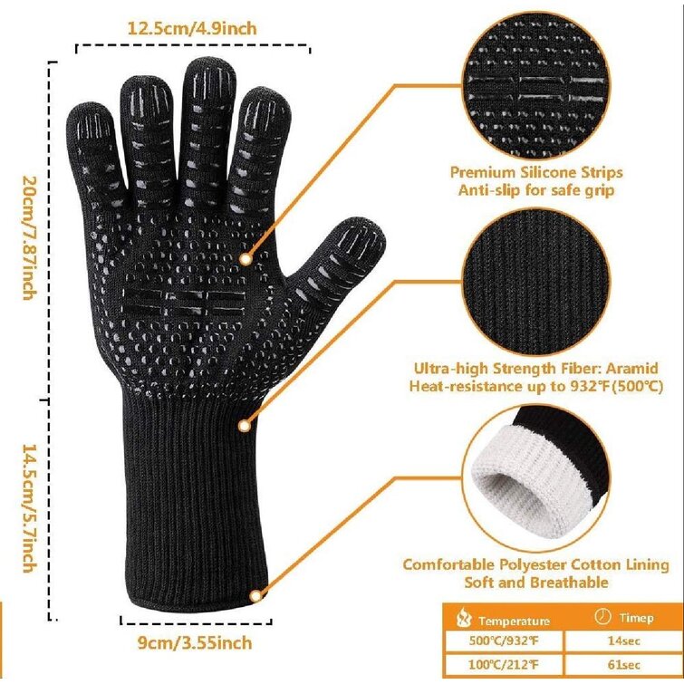 Heat Resistant Gloves Oven Hot Grilling BBQ Mitt 932℉ Cooking Extreme Kitchen FJ