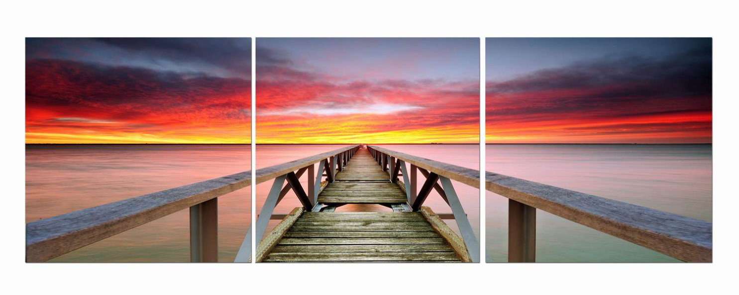3 Panel Photo Red and Purple Sunrise 3 Piece Photographic ...