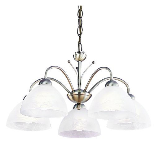 searchlight Suspension MILANESE 5 lampes coloris laiton ancien