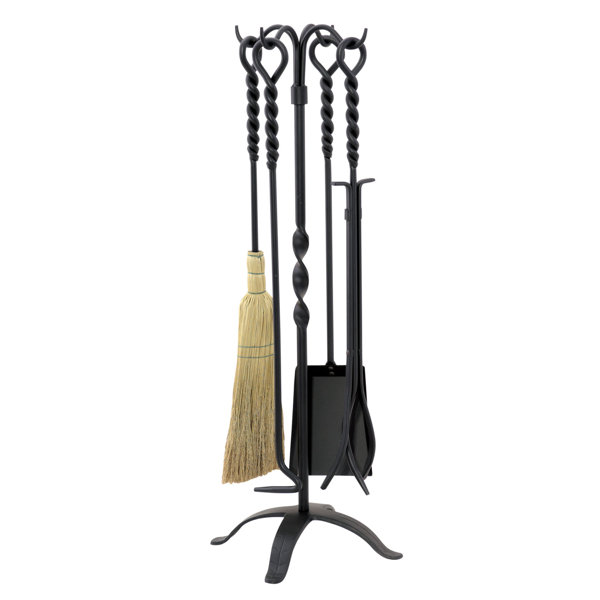 4 Piece Wrought Iron Twist Fire Tool Set With Stand by Uniflame Corporation