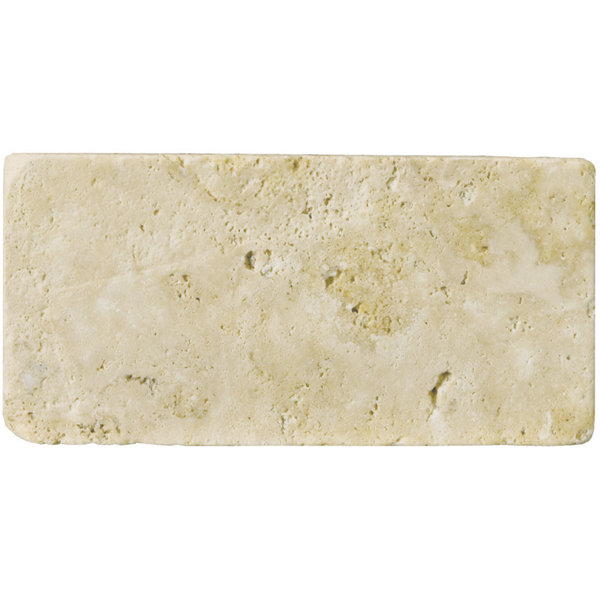 Travertine 3 x 6 Subway Tile in Unfilled Tumbled Ancient Beige by Emser Tile