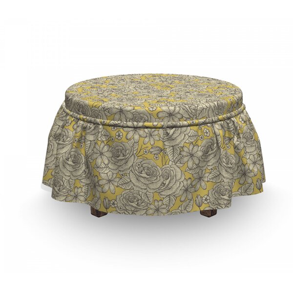 Romantic Blooming Roses Ottoman Slipcover (Set Of 2) By East Urban Home