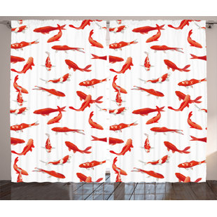 Koi Fish Decor Wayfair Ca Koi Fish Decor Wildlife Room Darkening Rod Pocket Curtain Panels Set Of 2