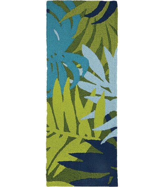 Inman Palms Hand-Hooked Blue/Green Indoor/Outdoor Area Rug by Bay Isle Home