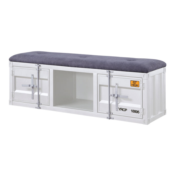 Breakwater Bay Jamar Storage Bench In Grey Fabric White Wayfair Ca