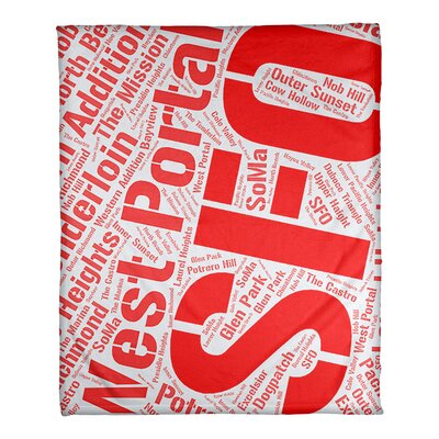 Nashville Tennessee Districts Word Art Fleece Throw East Urban Home Size: 50