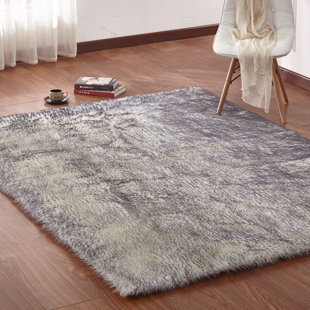 Gray Silver Faux Fur Rugs You Ll Love Wayfair Zoya Faux Fur Gray Area Rug