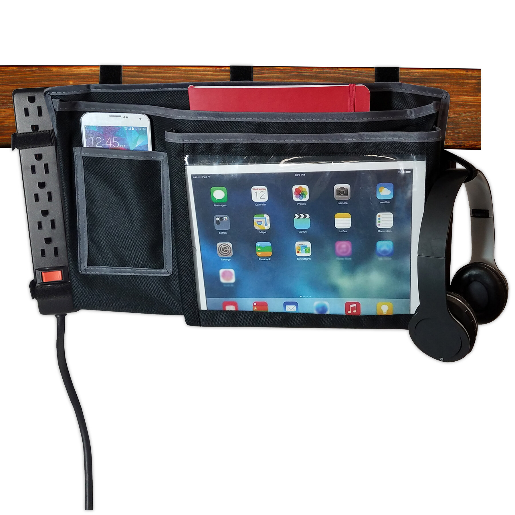 Rebrilliant Laughlin 4 Pocket Bedside Tech Desk Organizer Set