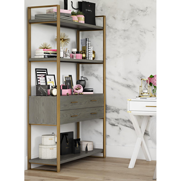 Cosmoliving By Cosmopolitan Alfie Metal Etagere Bookcase Wayfair Ca