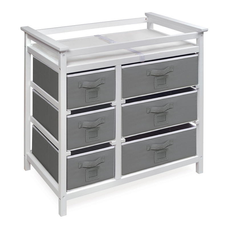 Zoomie Kids Heid Modern Changing Table With Pad And 6 Baskets