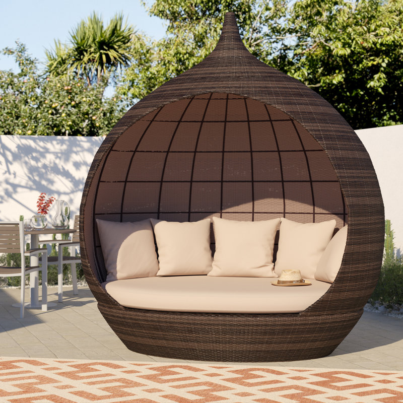 Mistana Hatley Patio Daybed With Cushions Reviews Wayfair