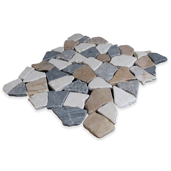 Fit Random Sized Natural Stone Pebble Tile in Tan Grey Blend by Pebble Tile