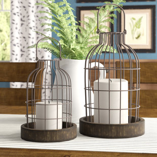 Best Donna 2 Piece Metal/Wood Cloche Lantern Set By Gracie Oaks Outdoor Lighting Donna 2 Piece Metal/Wood Cloche Lantern Set By Gracie Oaks Outdoor Lighting