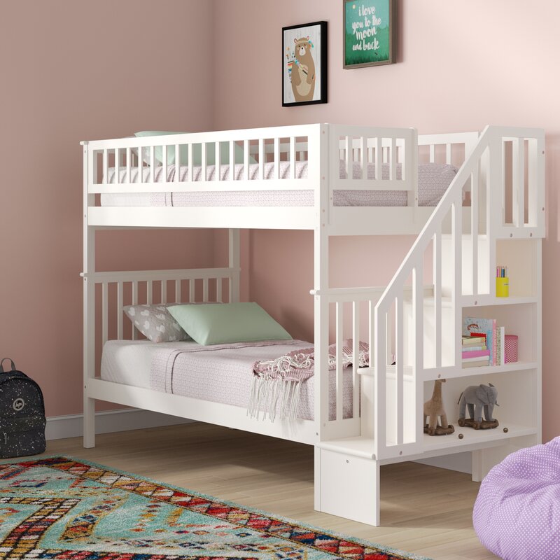 Viv Rae Shyann Staircase Twin Over Twin Bunk Bed With Bookcase