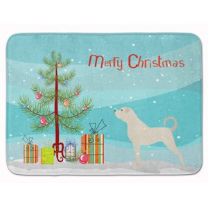 Anatolian Shepherd Merry Christmas Tree Memory Foam Bath Rug
