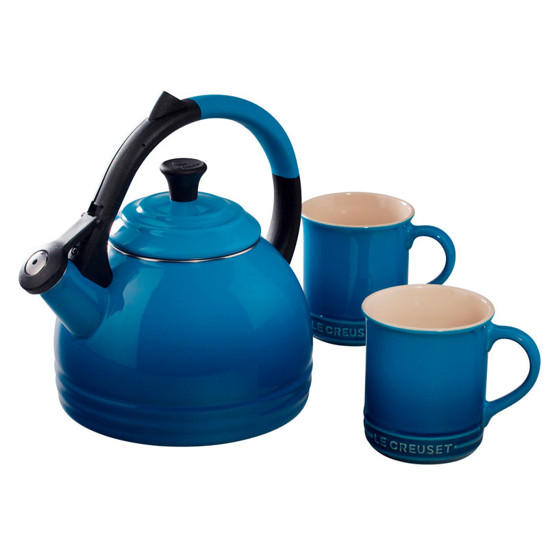 Le Creuset Enamel On Steel 3 Piece 1.7 Qt. Peruh Tea Kettle & Mug Set