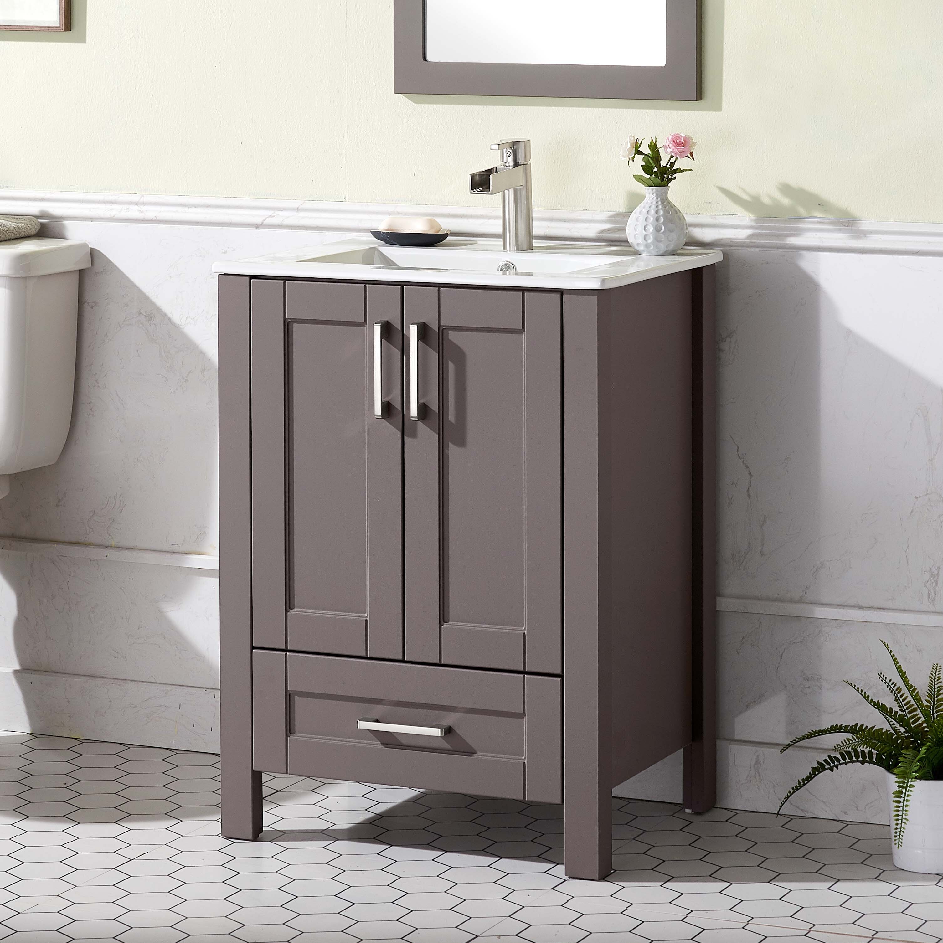 Orren Ellis Idun Wood Grain 23 Single Bathroom Vanity Set Wayfair