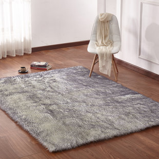 Gray Silver Faux Fur Rugs You Ll Love Wayfair Curtis Faux Fur White Gray Area Rug