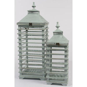 L'Eau de Fleur 2 Piece Wood Lantern Set