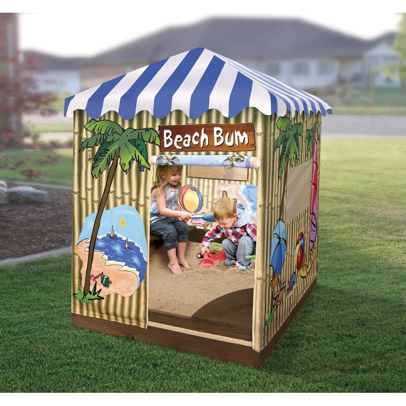 Beach Bum Cabana 4 ft. Square Sandbox with Cover
