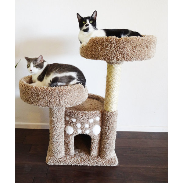 New Cat Condos 34" Premier Double Perch Solid Wood Cat Condo & Reviews