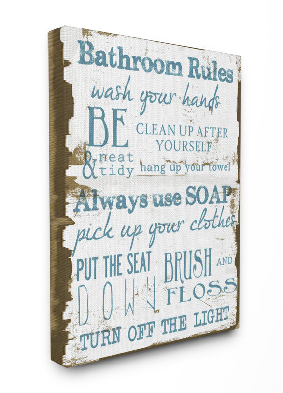Bathroom Rules stupell industries 'classic bathroom rules stretched' textual art Bathroom Rules stupell industries 'classic bathroom rules stretched' textual art