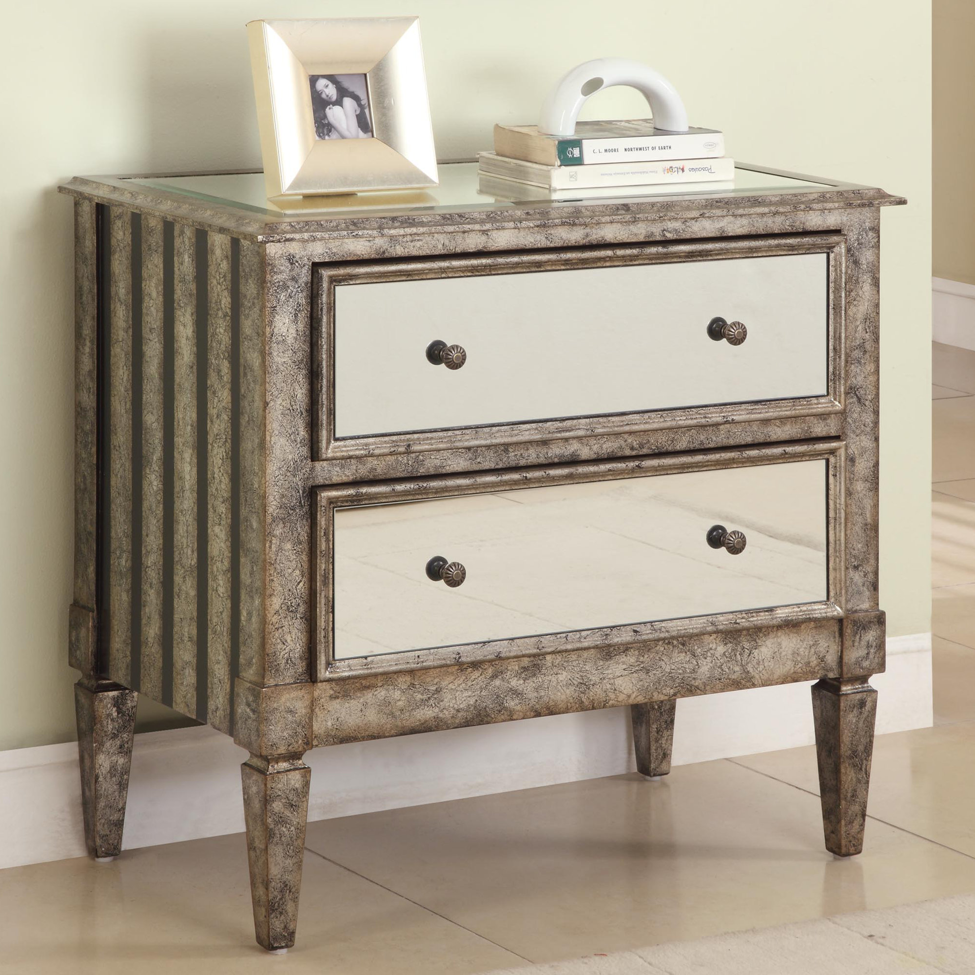 House of Hampton Harrison Mirrored 2 Drawer Accent Chest & Reviews