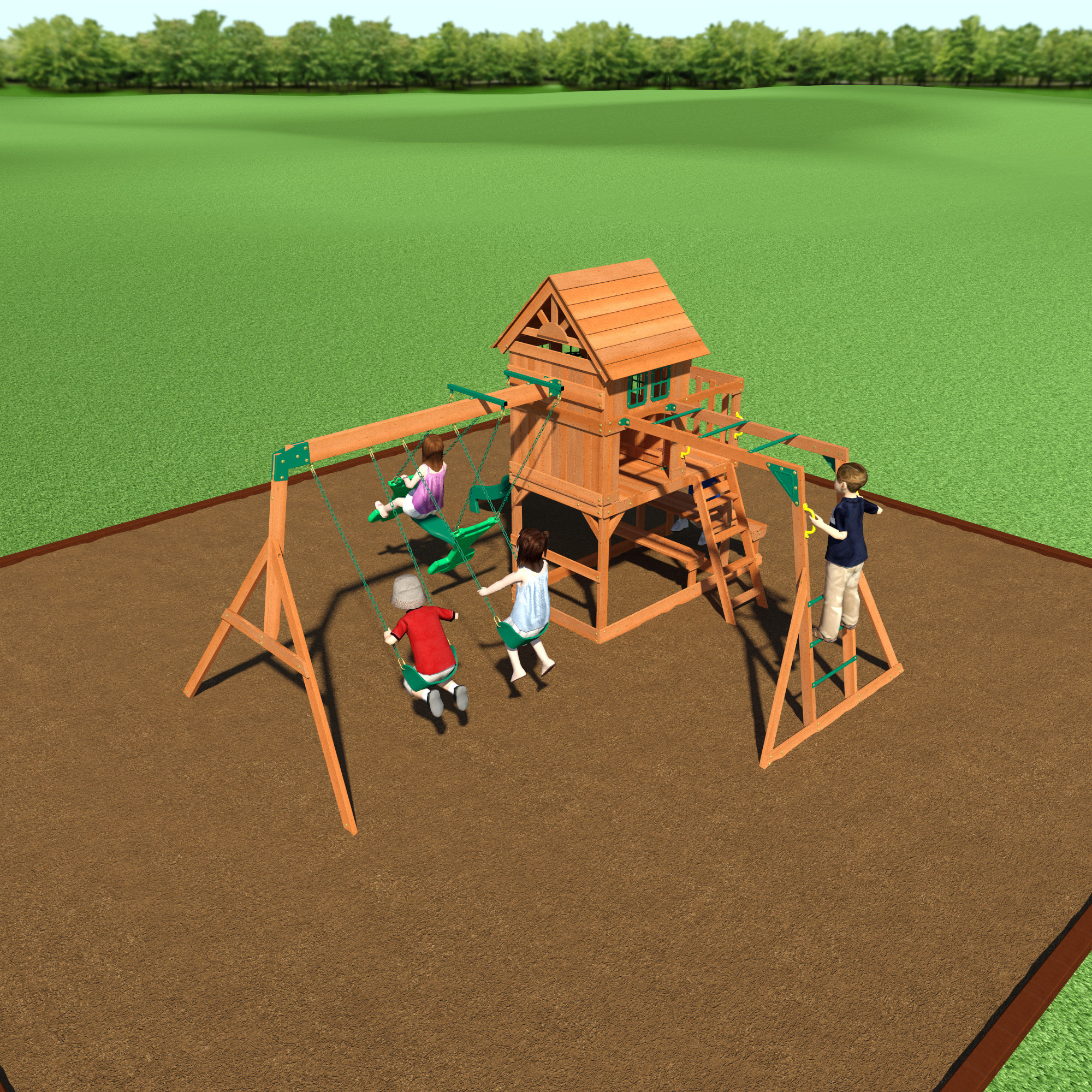 Backyard Discovery Springboro All Cedar Swing Set & Reviews Wayfair