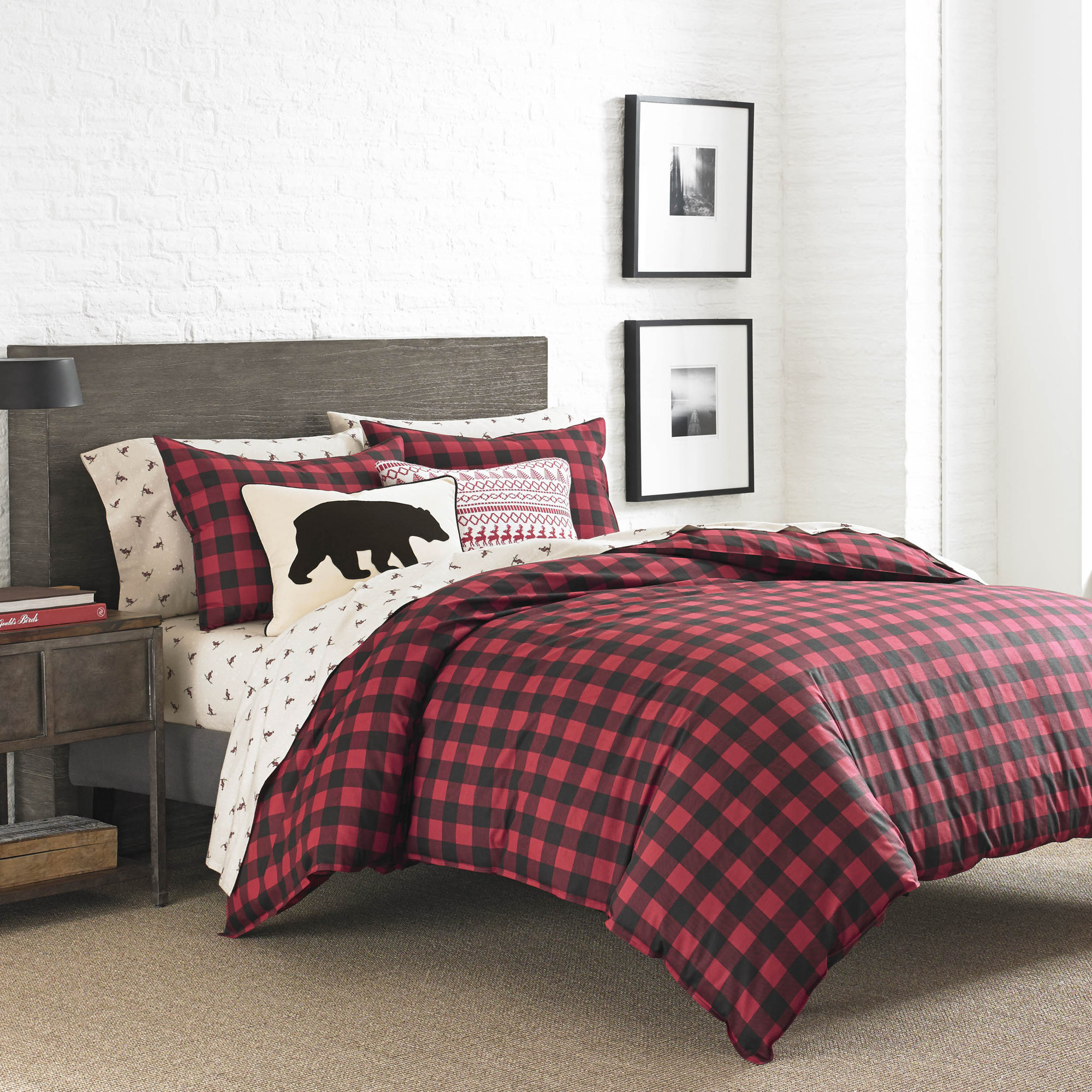 Eddie Bauer Mountain Plaid 3 Piece Reversible Duvet Cover ...
